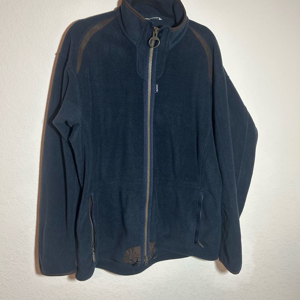 Barbour Black Zip Up Fleece jacket with Standing Collar